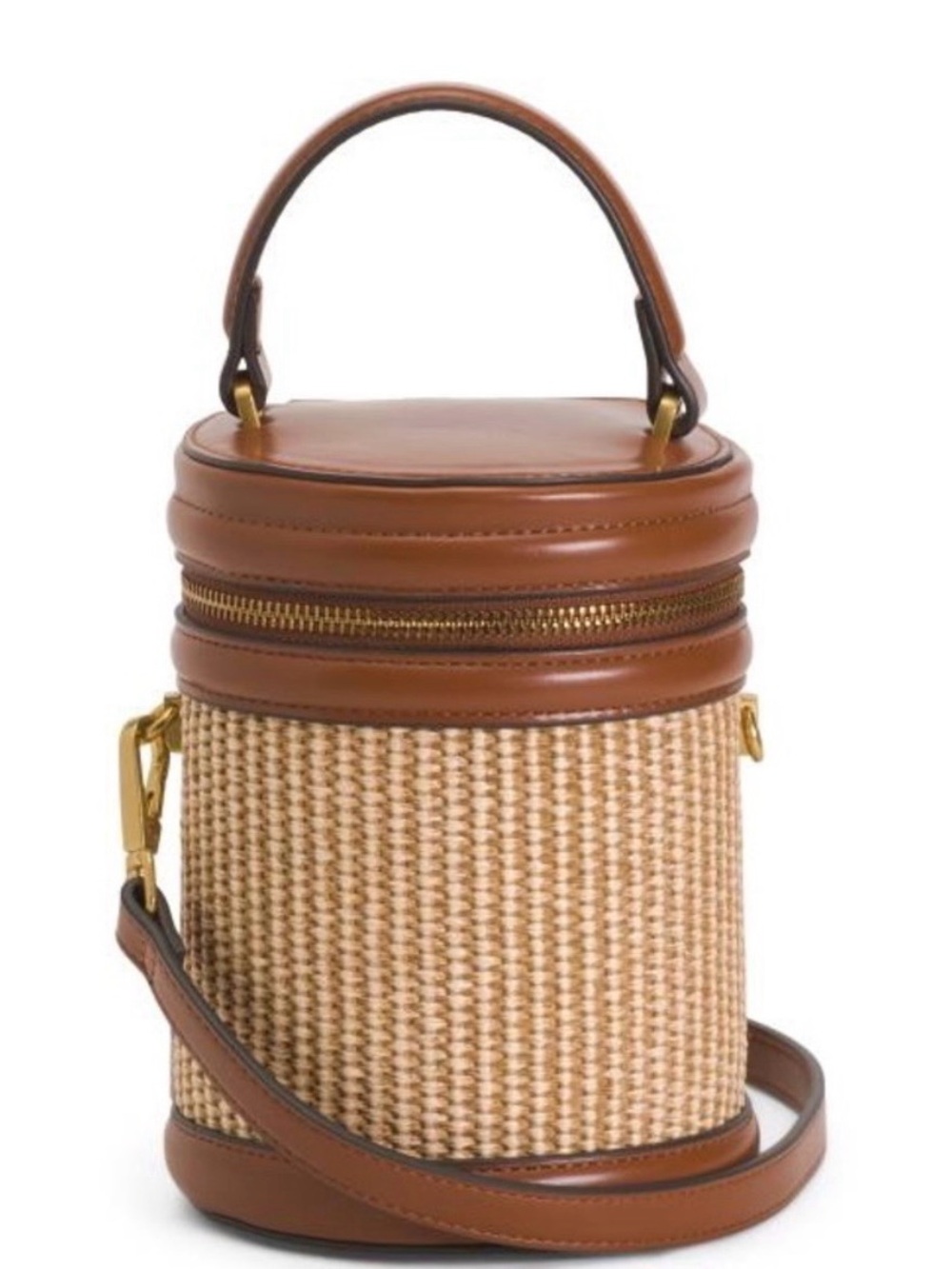House of Harlow Brown Woven Cylinder Crossbody Bag